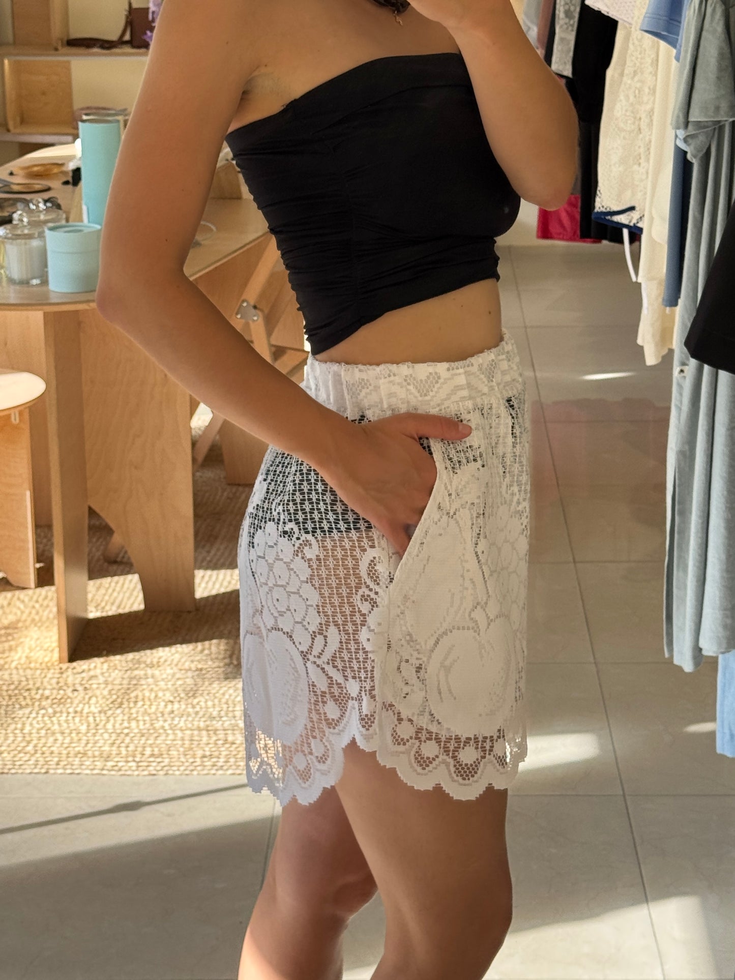 Vintage curtain shorts with a pear print
