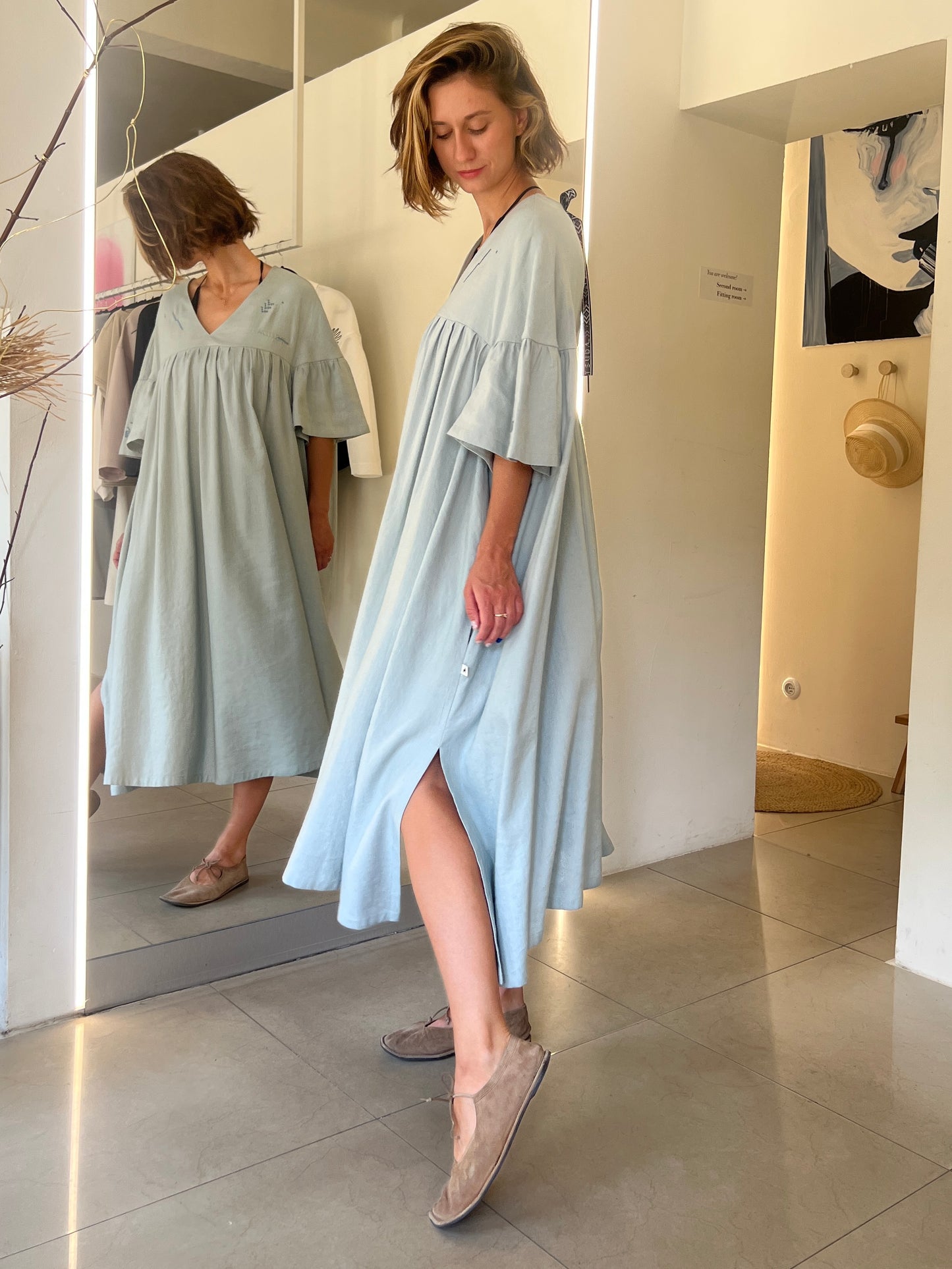 Linen Dress "Fresh Sky"