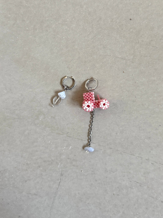 Earrings with a tractor